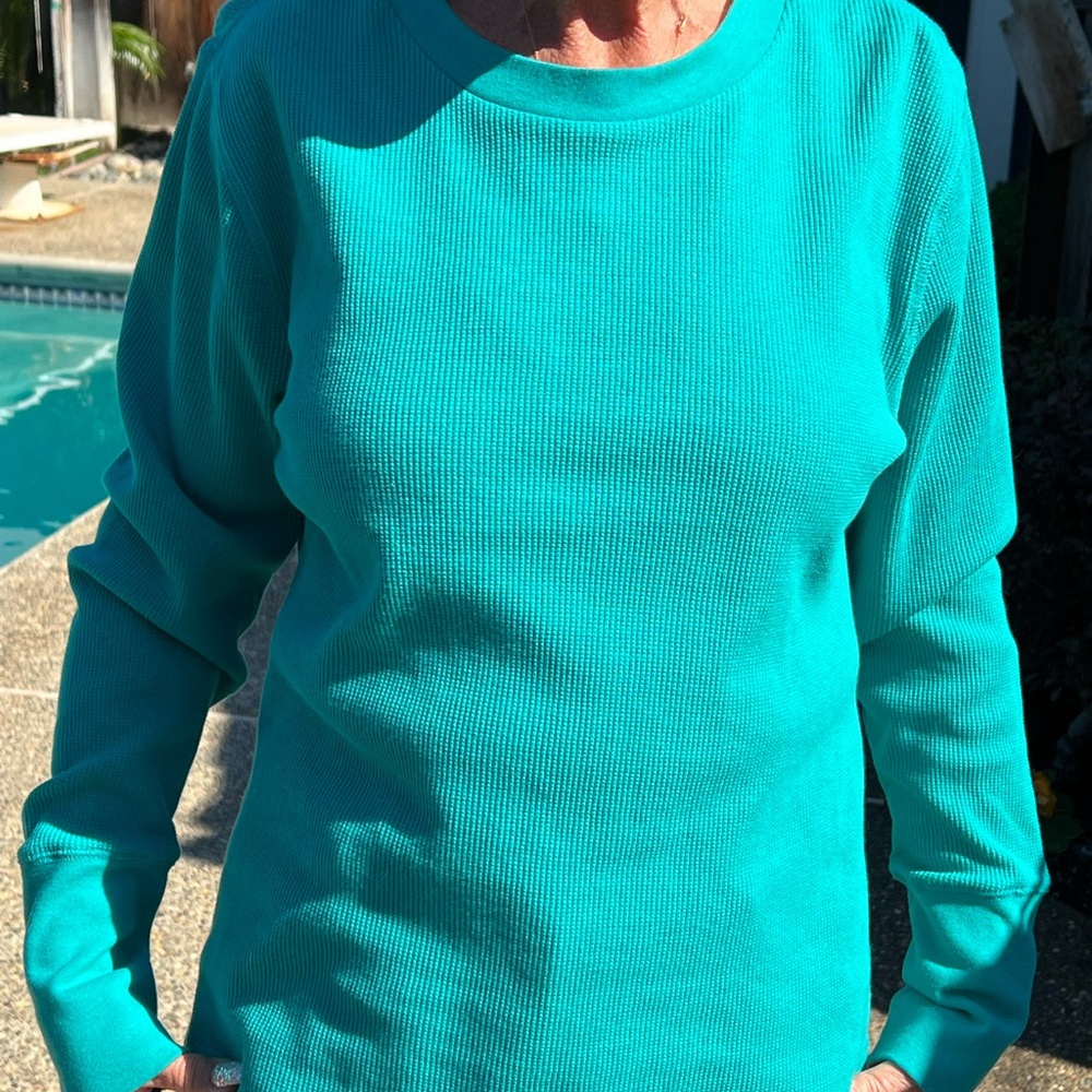 Sundance Thermal Long Sleeve Top, Turquoise, Size PXL!